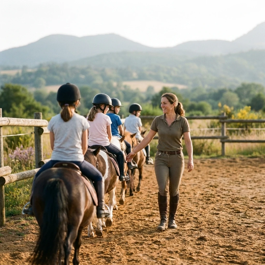 Cours de poney à Saint-Ilpize, Haute-Loire