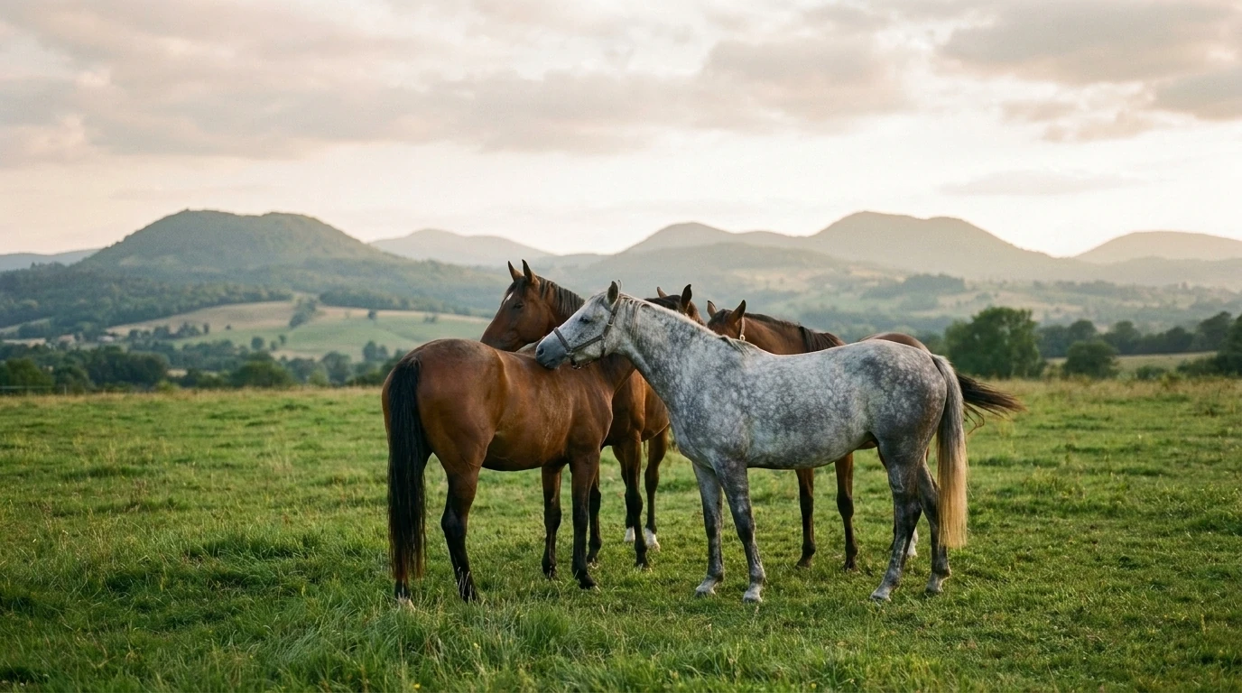 Les chevaux du LE PIED A L ETRIER en liberté, Haute-Loire